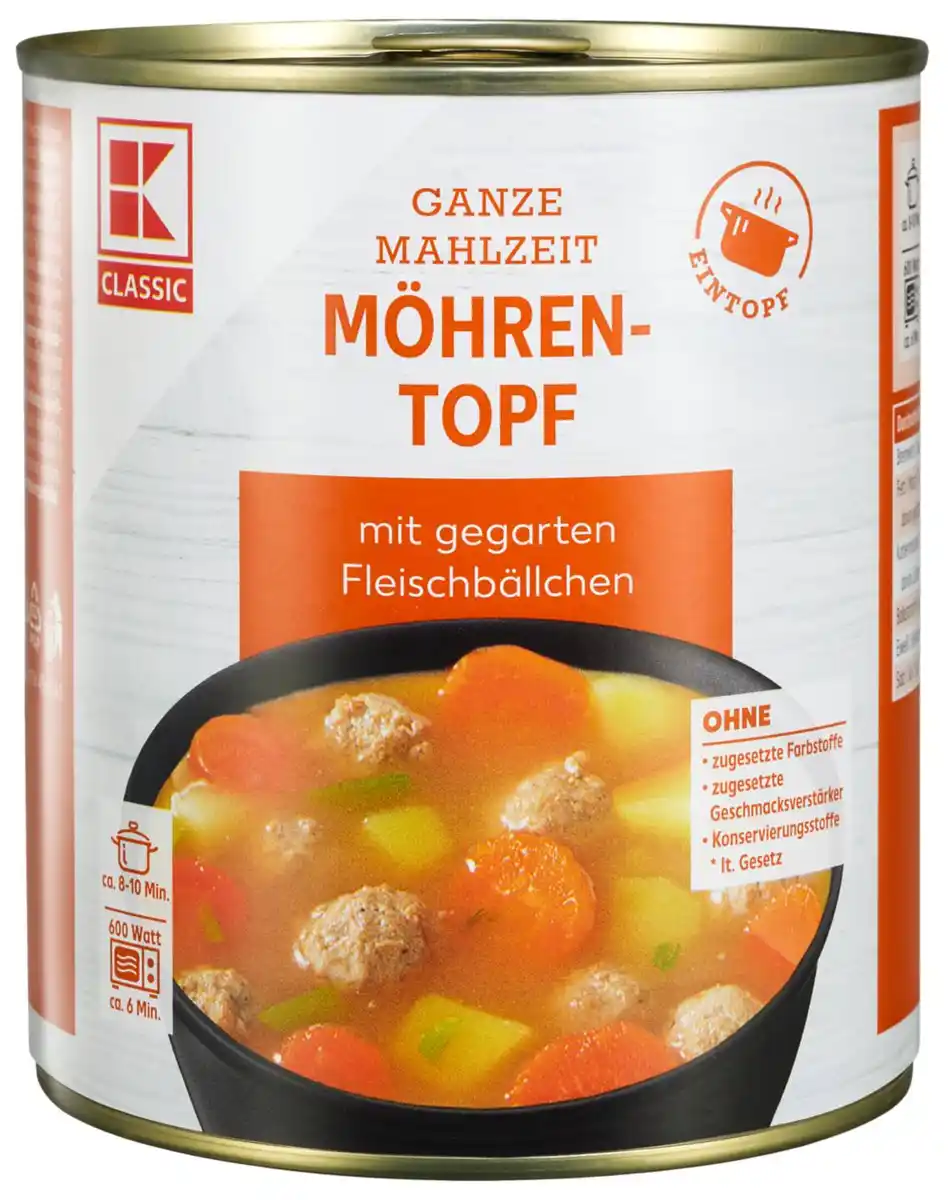 Bild 1 von K-CLASSIC Möhrentopf Ganze Mahlzeit, 800-g-Dose