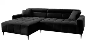 Ecksofa Cord schwarz ausziehbar - Sitztiefenverstellung 256 cm - SIMPLE