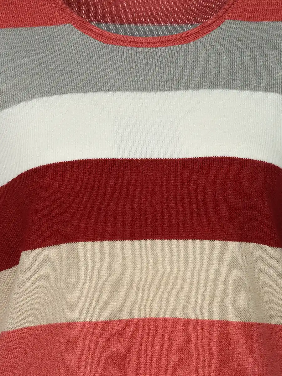 Bild 3 von Damen Pullover "Cashmere Like" mit breiten Frabstreifen Rosa