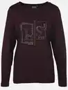 Bild 1 von Damen Langarmshirt mit Glitzerprint und Glitzernieten Lila