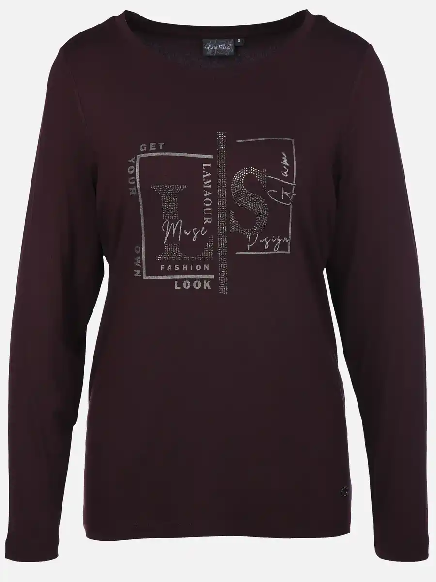 Bild 1 von Damen Langarmshirt mit Glitzerprint und Glitzernieten Lila