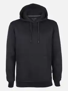 Herren Kapuzensweatshirt unifarben Schwarz