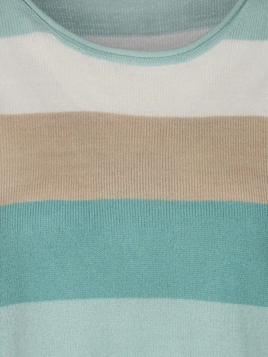 Bild 3 von Damen Pullover "Cashmere Like" mit breiten Frabstreifen Türkis