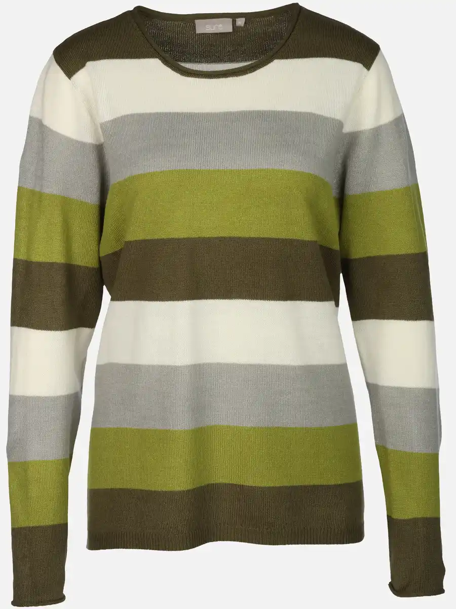Bild 1 von Damen Pullover "Cashmere Like" mit breiten Frabstreifen Grün