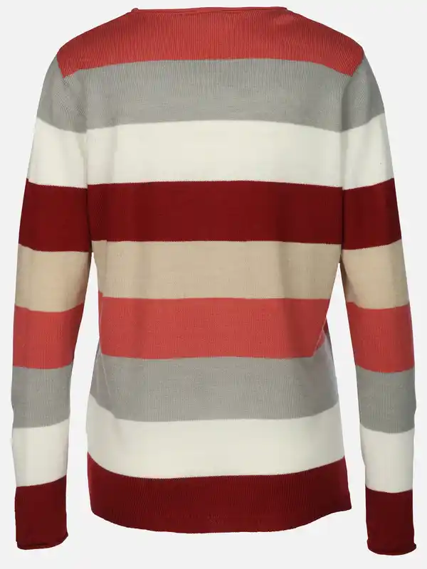 Bild 2 von Damen Pullover "Cashmere Like" mit breiten Frabstreifen Rosa