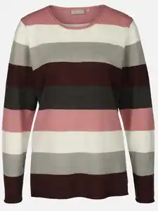 Damen Pullover "Cashmere Like" mit breiten Frabstreifen Rot