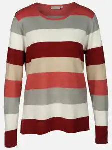 Damen Pullover "Cashmere Like" mit breiten Frabstreifen Rosa