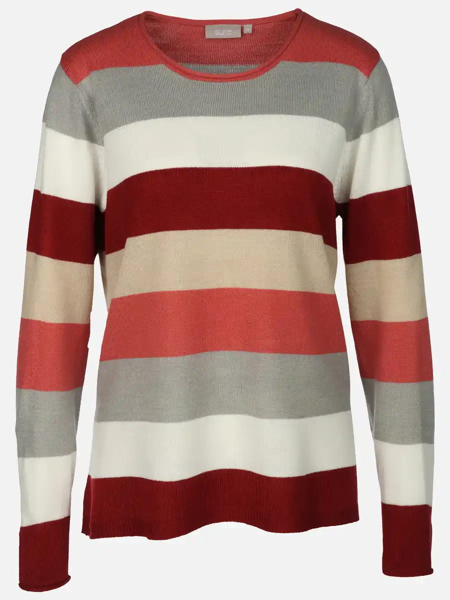 Bild 1 von Damen Pullover "Cashmere Like" mit breiten Frabstreifen Rosa