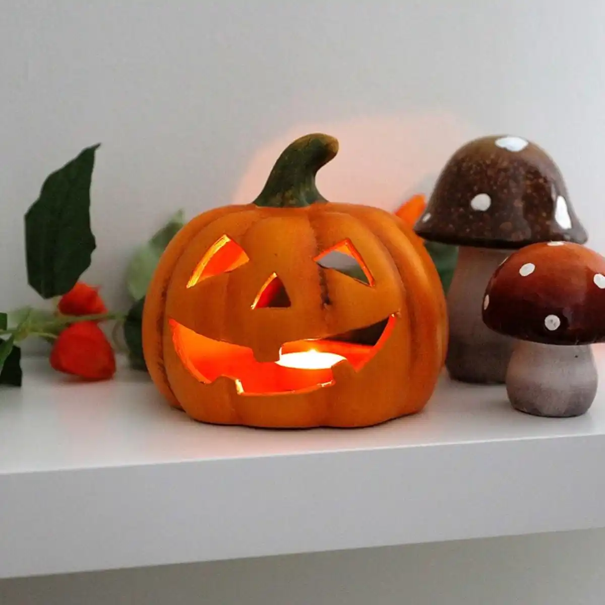 Bild 1 von Terrakotta-Teelichthalter Kürbis 16,5cm