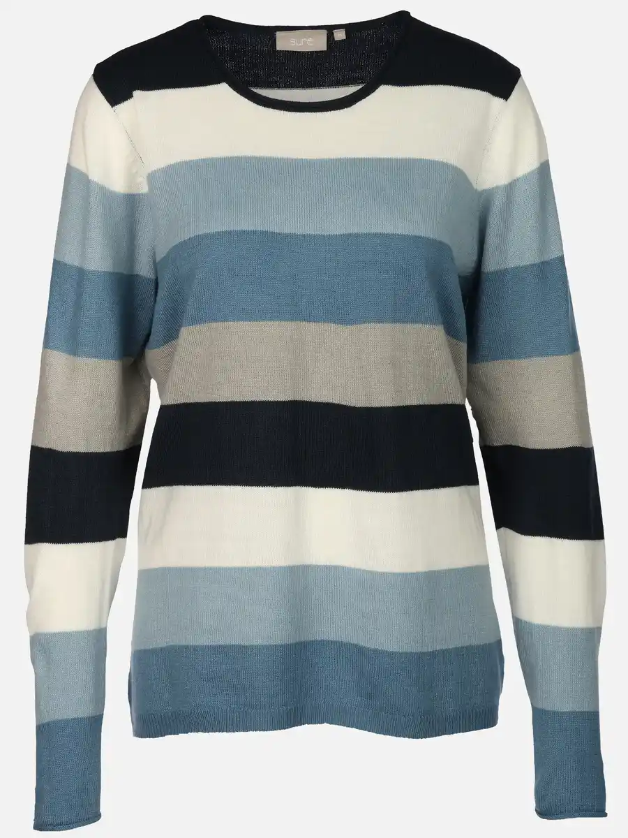 Bild 1 von Damen Pullover "Cashmere Like" mit breiten Frabstreifen Blau