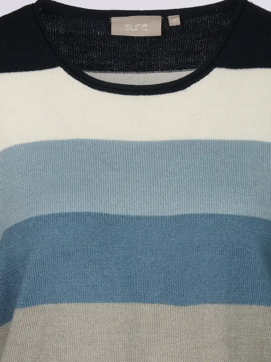 Bild 3 von Damen Pullover "Cashmere Like" mit breiten Frabstreifen Blau