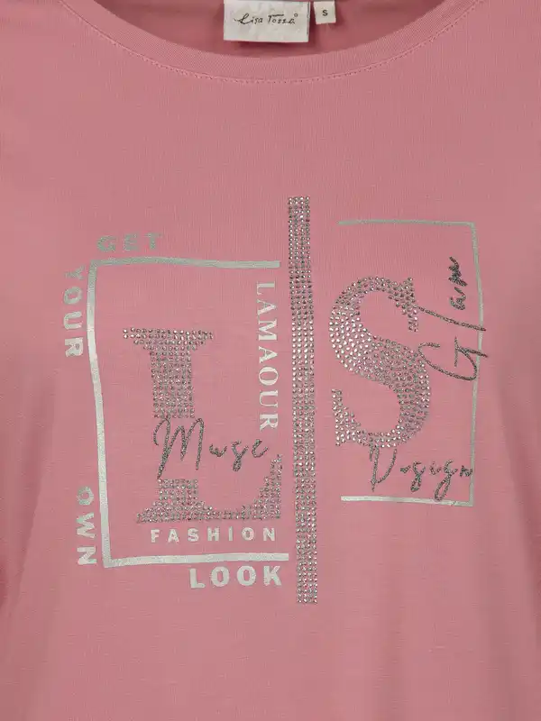 Bild 3 von Damen Langarmshirt mit Glitzerprint und Glitzernieten Lila