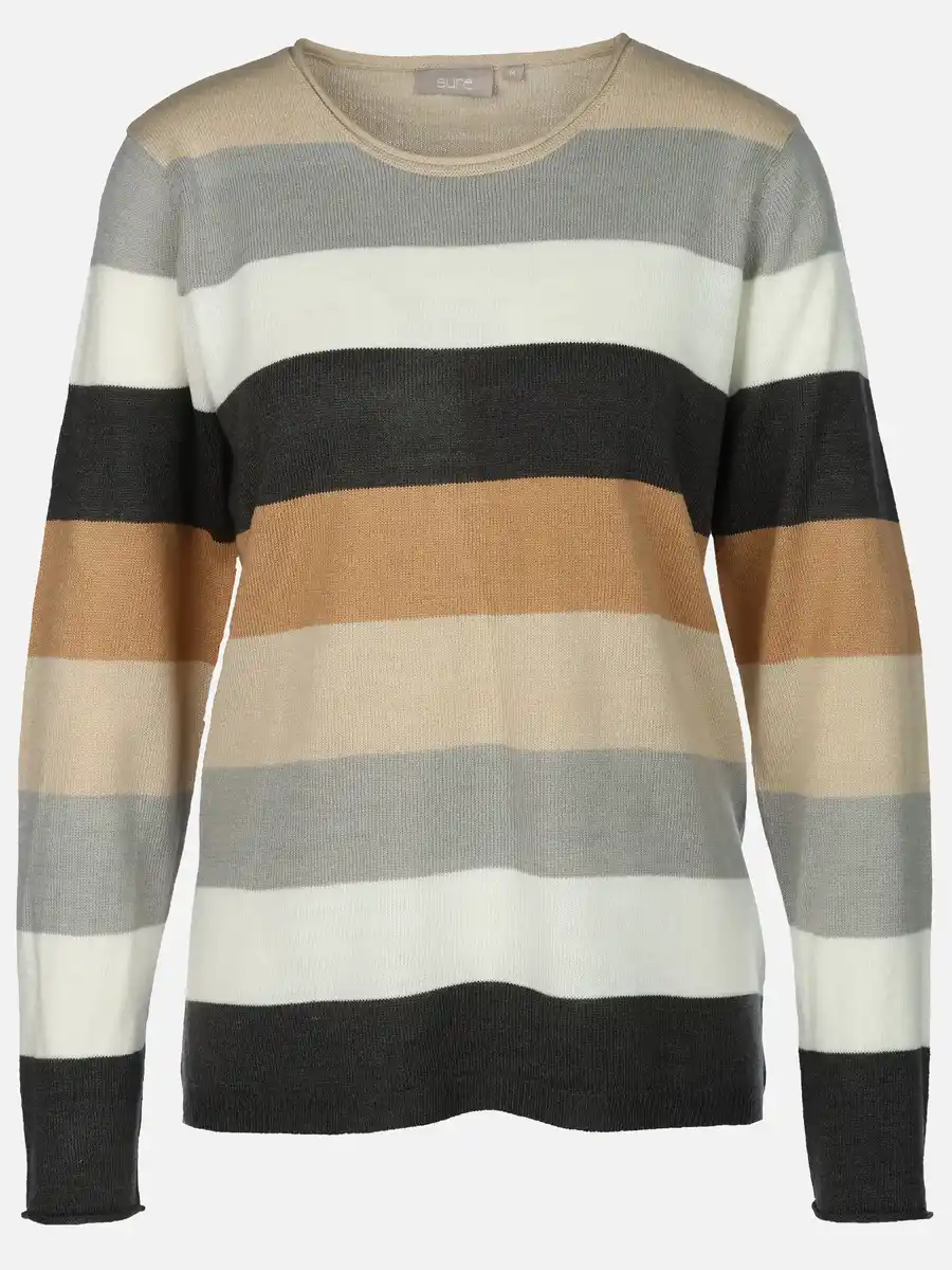 Bild 1 von Damen Pullover "Cashmere Like" mit breiten Frabstreifen Grau