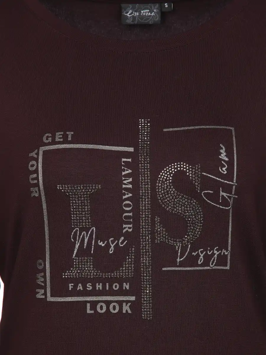 Bild 3 von Damen Langarmshirt mit Glitzerprint und Glitzernieten Lila