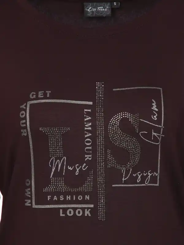 Bild 3 von Damen Langarmshirt mit Glitzerprint und Glitzernieten Lila