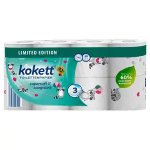 KOKETT Bedrucktes Toilettenpapier, 3-lagig (8 x 180 Blatt)