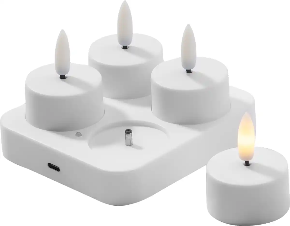 Bild 4 von IDEENWELT 4er Set Akku-LED-Teelichte weiß