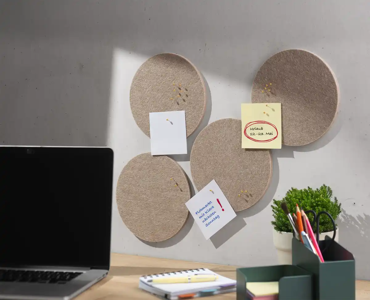 Bild 2 von IDEENWELT Filz-Pinnwand Kreis beige