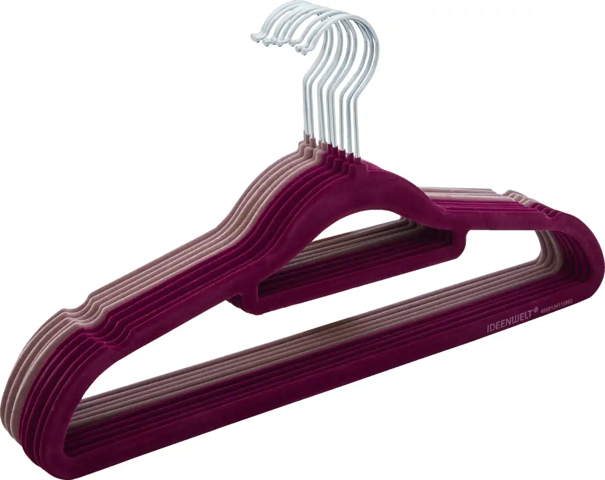 Bild 2 von IDEENWELT 10er Set Beflockte Kleiderbügel rosa