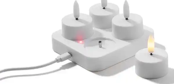 Bild 3 von IDEENWELT 4er Set Akku-LED-Teelichte weiß