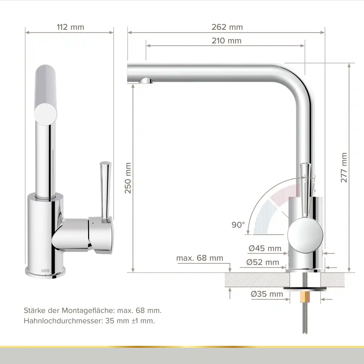 Bild 3 von LENZ Küchenarmatur »OLINA«, 3/8", Messing, chromfarben