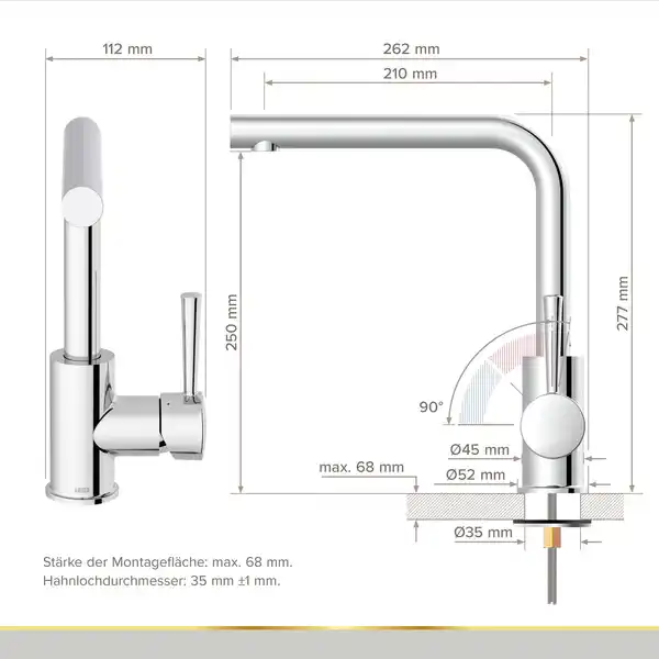 Bild 3 von LENZ Küchenarmatur »OLINA«, 3/8", Messing, chromfarben