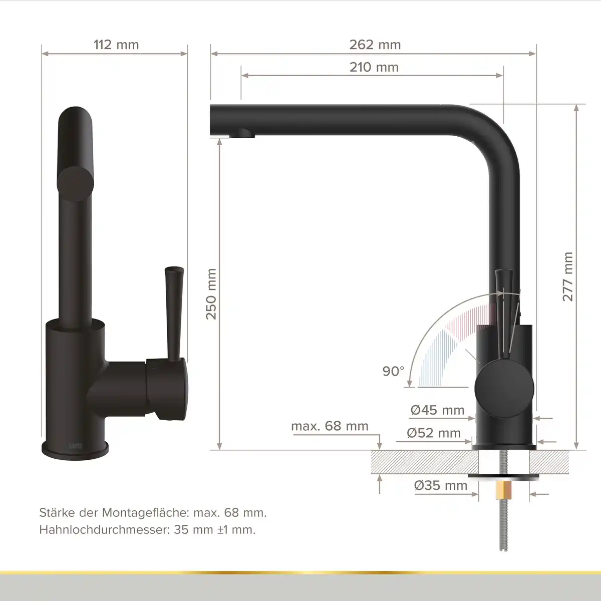 Bild 4 von LENZ Küchenarmatur »OLINA«, 3/8", Messing, schwarz-matt