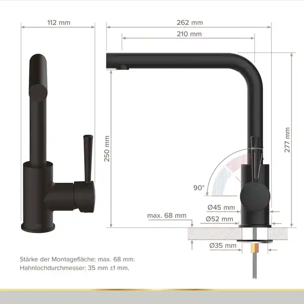 Bild 4 von LENZ Küchenarmatur »OLINA«, 3/8", Messing, schwarz-matt