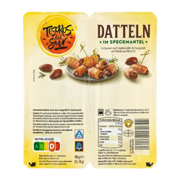 Bild 1 von TESOROS DEL SUR Datteln im Speckmantel 150g