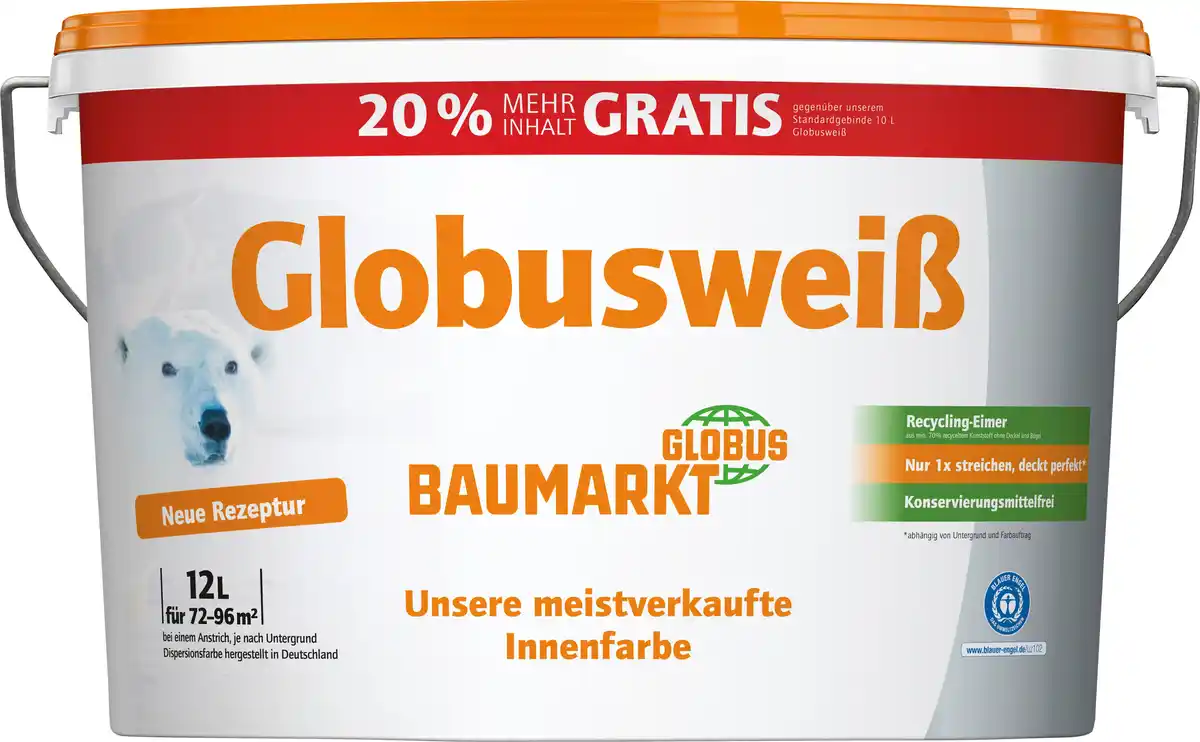 Bild 1 von Globusweiß Wandfarbe weiß matt 12 L