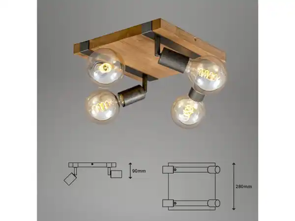 Bild 3 von Briloner Wand- Deckenleuchte Vintage Holz, verschiedene Ausführungen