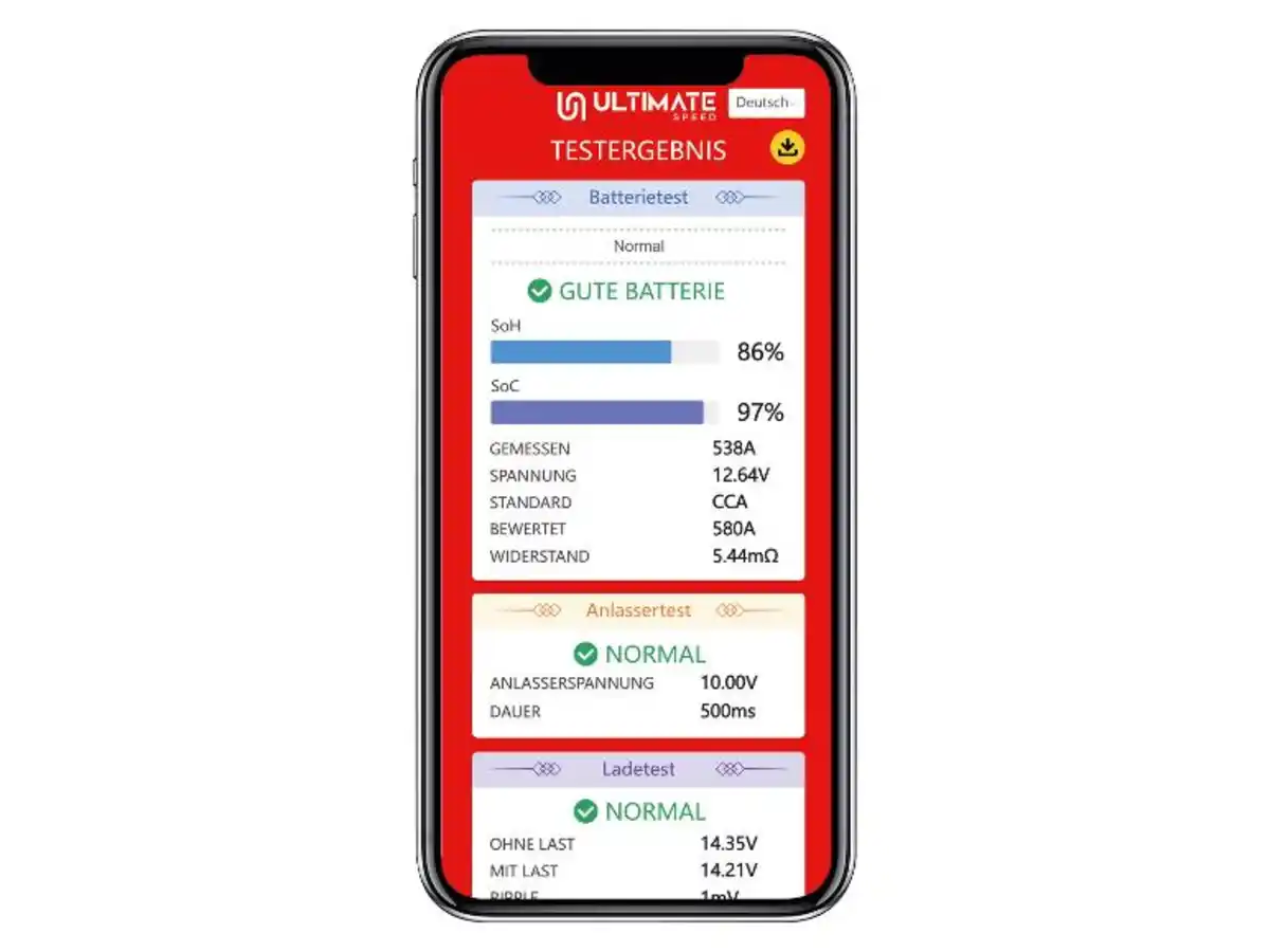 Bild 3 von ULTIMATE SPEED® KFZ-Batterie-Diagnosegerät »USBD1 A1«