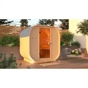 KARIBU Fasssauna »Loksa«, BxTxH: 225 x 175 x 229 cm, 9 kW Ofen mit externe Steuerung, für 3 Personen