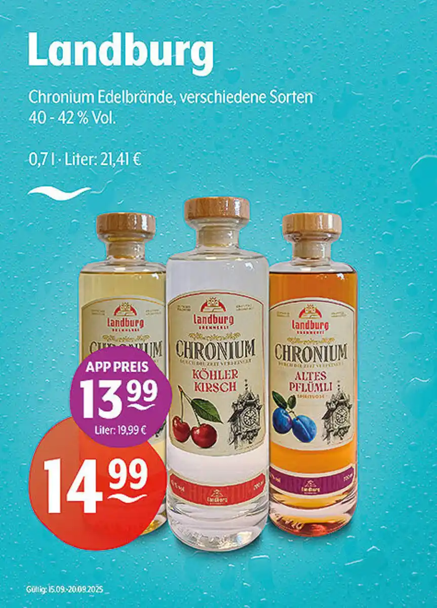 Bild 1 von Landburg Chronium Edelbrände verschiedene Sorten 40 - 42 % Vol.