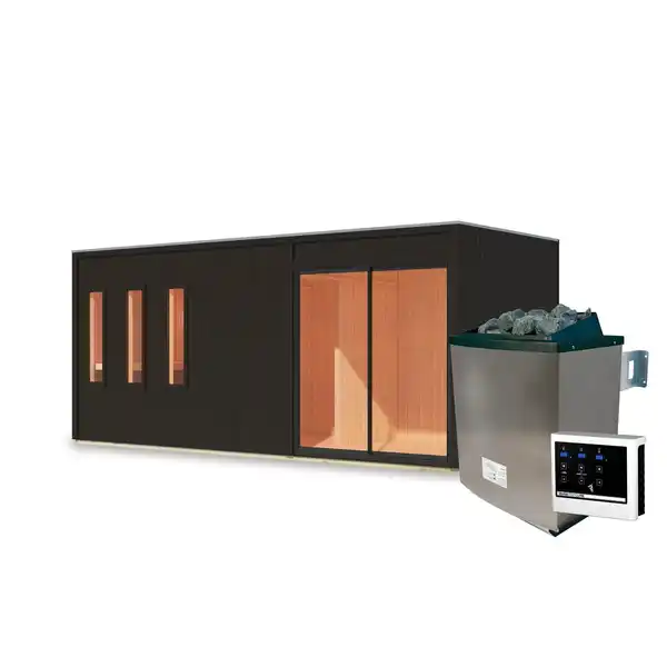 Bild 2 von KARIBU Saunahaus »Pillapalu«, BxTxH: x 574,2 x 216,5 x 244 cm, 9 kW Ofen, für 5 Personen