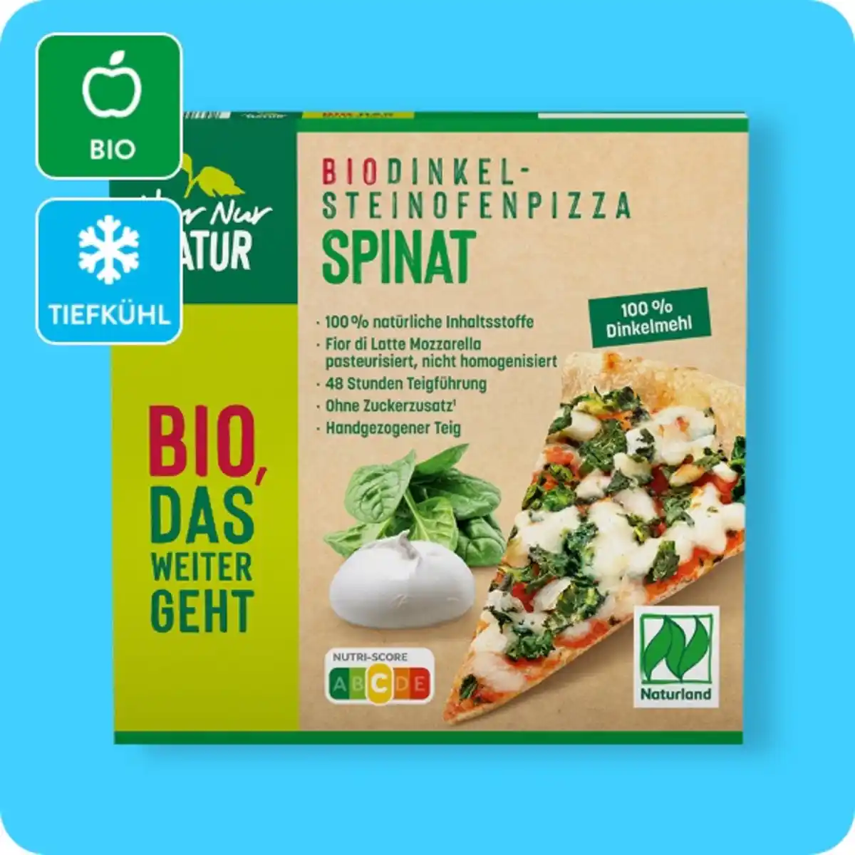 Bild 1 von NUR NUR NATUR Bio-Dinkel-Steinofenpizza, Spinat