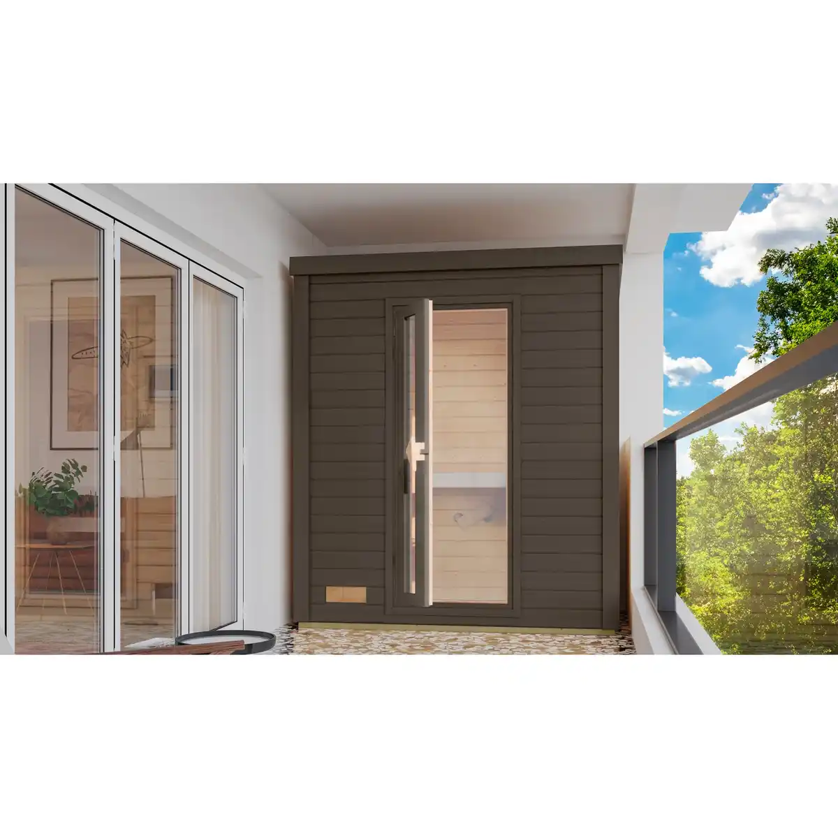 Bild 1 von KARIBU Saunahaus »Suurlaht«, BxTxH: 196 x 113 x 228 cm, 9 kW Ofen mit interne Steuerung , für 1 Person