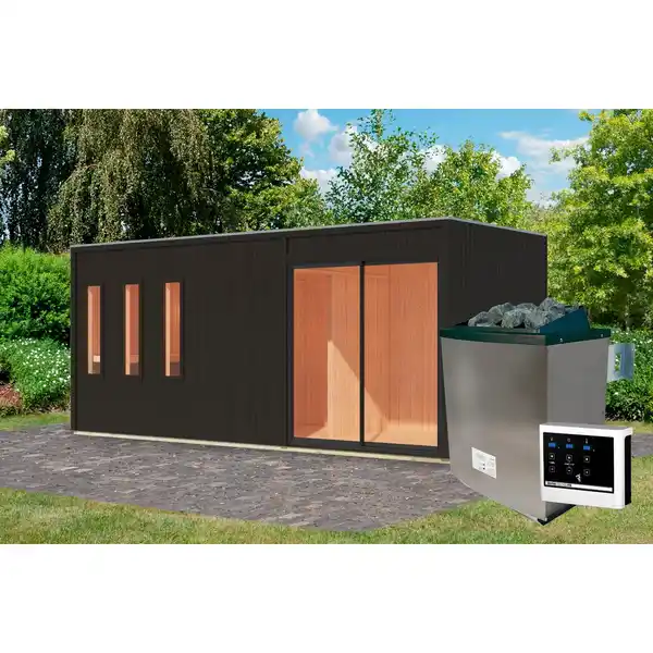 Bild 4 von KARIBU Saunahaus »Pillapalu«, BxTxH: x 574,2 x 216,5 x 244 cm, 9 kW Ofen, für 5 Personen