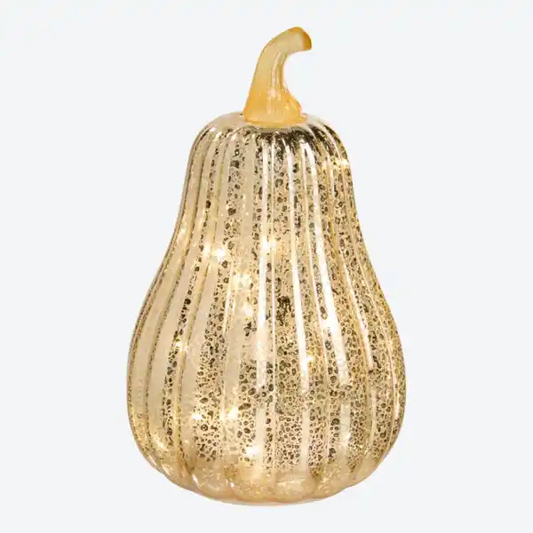 Bild 2 von LED-Glas-Kürbis in Gold-Optik, ca. 12x19cm