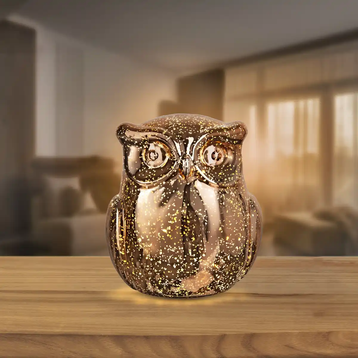 Bild 1 von LED-Eule aus Glas, ca. 16x13x19,5cm