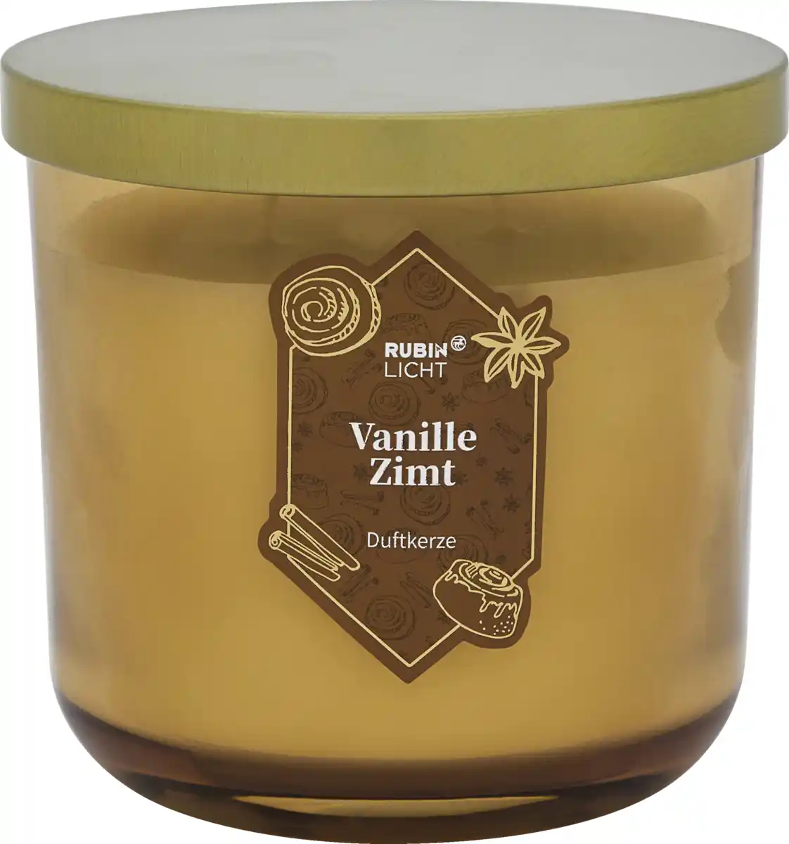 Bild 1 von RUBIN LICHT 2-Docht Duftglas Zimt mit Golddeckel