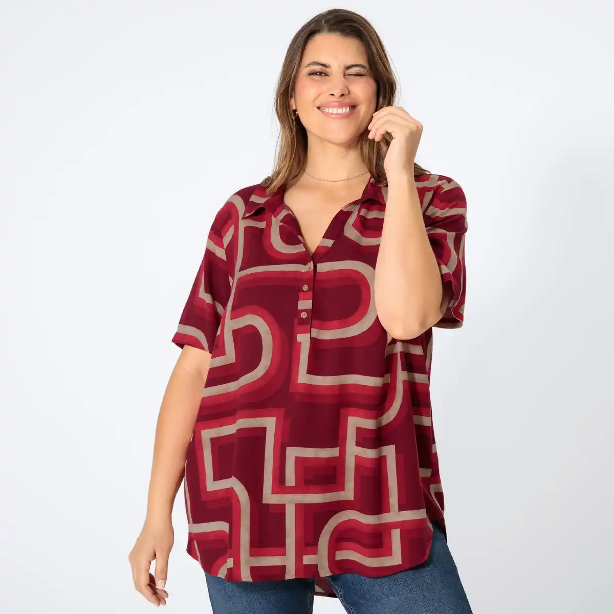 Bild 1 von Damen-Bluse mit modischem Druck, große Größen