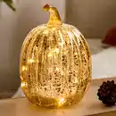 Bild 1 von LED-Glas-Kürbis in Gold-Optik, ca. 10,5x16cm