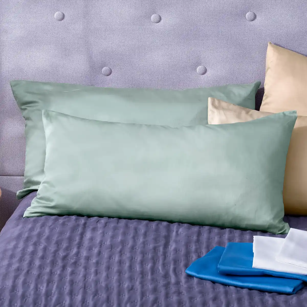 Bild 1 von Satin-Kissenbezug aus reiner Baumwolle, 2-Pack, ca. 40x80cm