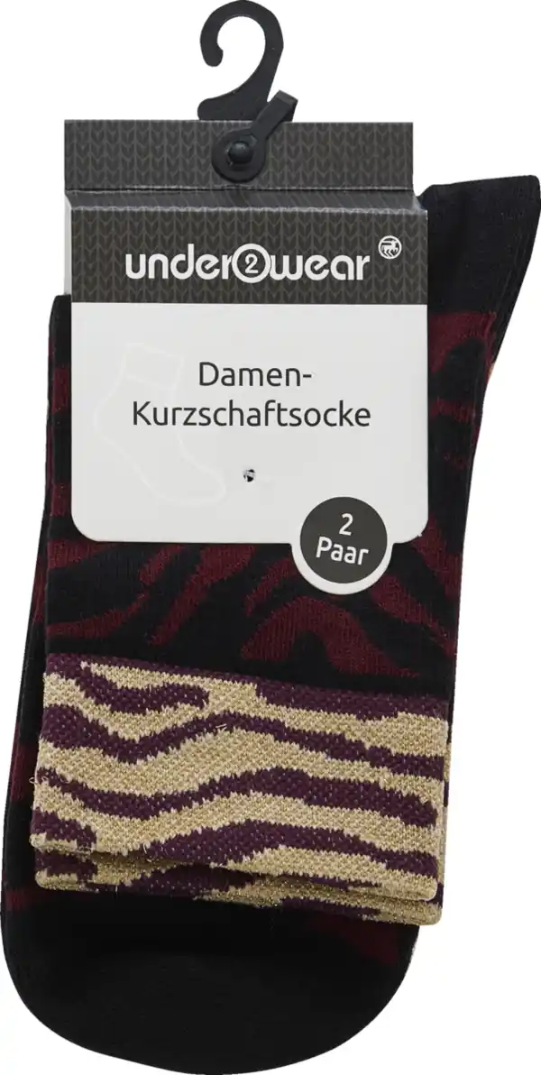 Bild 1 von under2wear 2er Pack Leo/Zebra Socken mit Glitzer Gr. 39/42