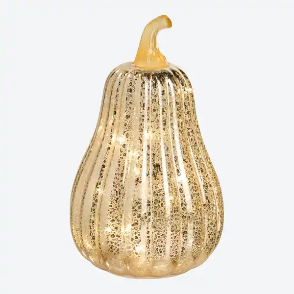 Bild 3 von LED-Glas-Kürbis in Gold-Optik, ca. 12x19cm