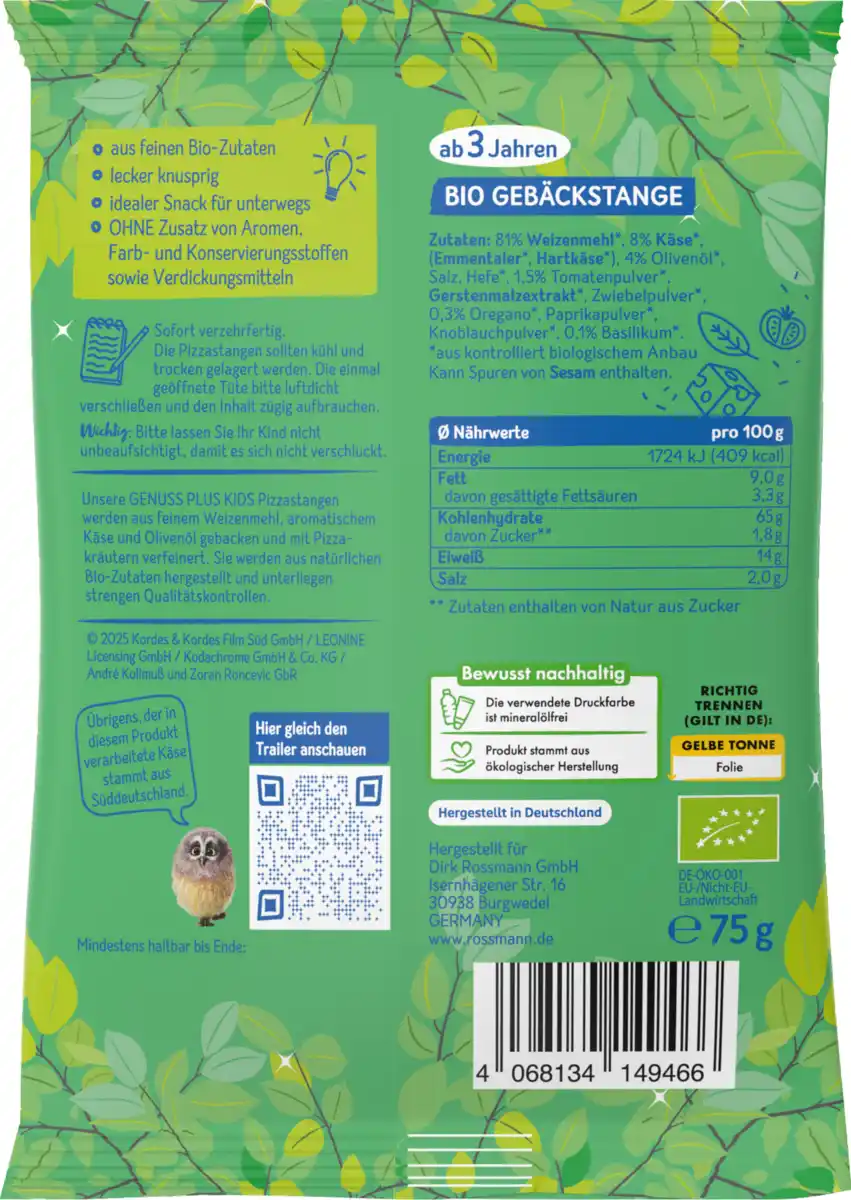 Bild 4 von GENUSS PLUS KIDS Bio Pizza-Stangen, 75 g