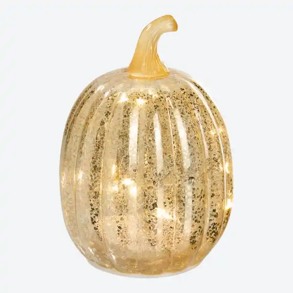 Bild 2 von LED-Glas-Kürbis in Gold-Optik, ca. 10,5x16cm