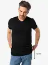 Bild 1 von Herren-T-Shirt, Slim Fit, V-Ausschnitt , extralang schwarz