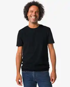 Herren-T-Shirts, Slim Fit, O-Ausschnitt, extra lang – 2 Stück schwarz